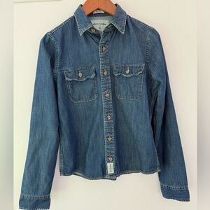 Abercrombie & Fitch Jeans Shirt Denim Button Up / Down Shirt Boys Jacket Size XL